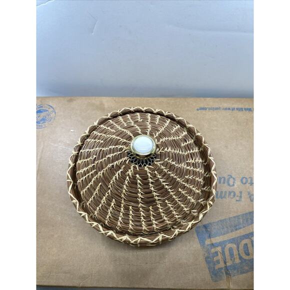 Hand Woven Deep Trinkets Red Inside Whatnots Keys Decorative Basket Shelf Desk - Picture 5 of 10